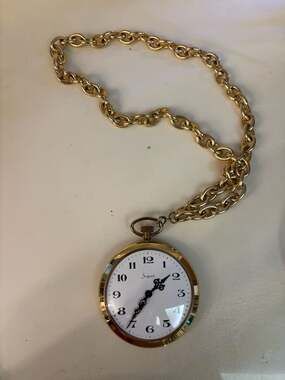 Sheffield Gold Tone Necklace Pocket Watch with Chain